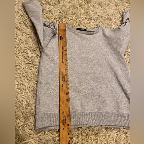 Bebe Girls Ruffle Trim Drop Sleeves Sweatshirt Halter Gray - Picture 3 of 13